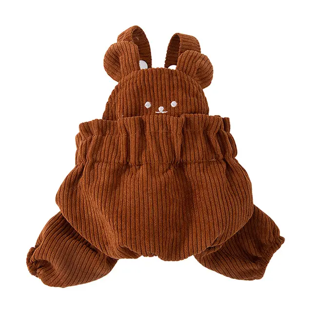 Autumn And Winter Puppy Four legged Clothes, Cute Bear Corduroy Overalls, Bichon Frise Small Dog Warm Pet Clothes Brown - Shop at LoveMi