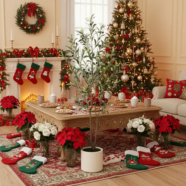 5FT Artificial Tree Fir Christmas Plant With White Planter Natural Easy Care Indoor Holiday Decor Year Round Display No Maintenance Xmas Tree Gift ... Green - Shop at LoveMi