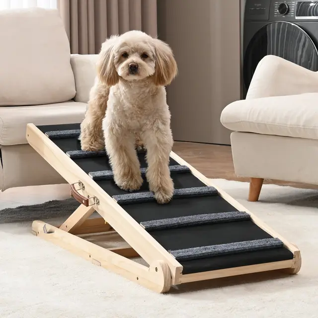 Dog Ramp, Folding Pet Ramp For Bed, Adjustable Dog Ramp For Small, Large, Old Dogs & Cats, Wooden Pet Ramp With 41.3' Long Ramp, Adjustable From 13... Multicolor - Shop at LoveMi