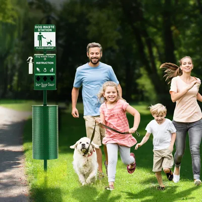 Dog Waste Station With 600 Dog Poop Bags Commercial Park Pet Poop Station Green - Shop at LoveMi