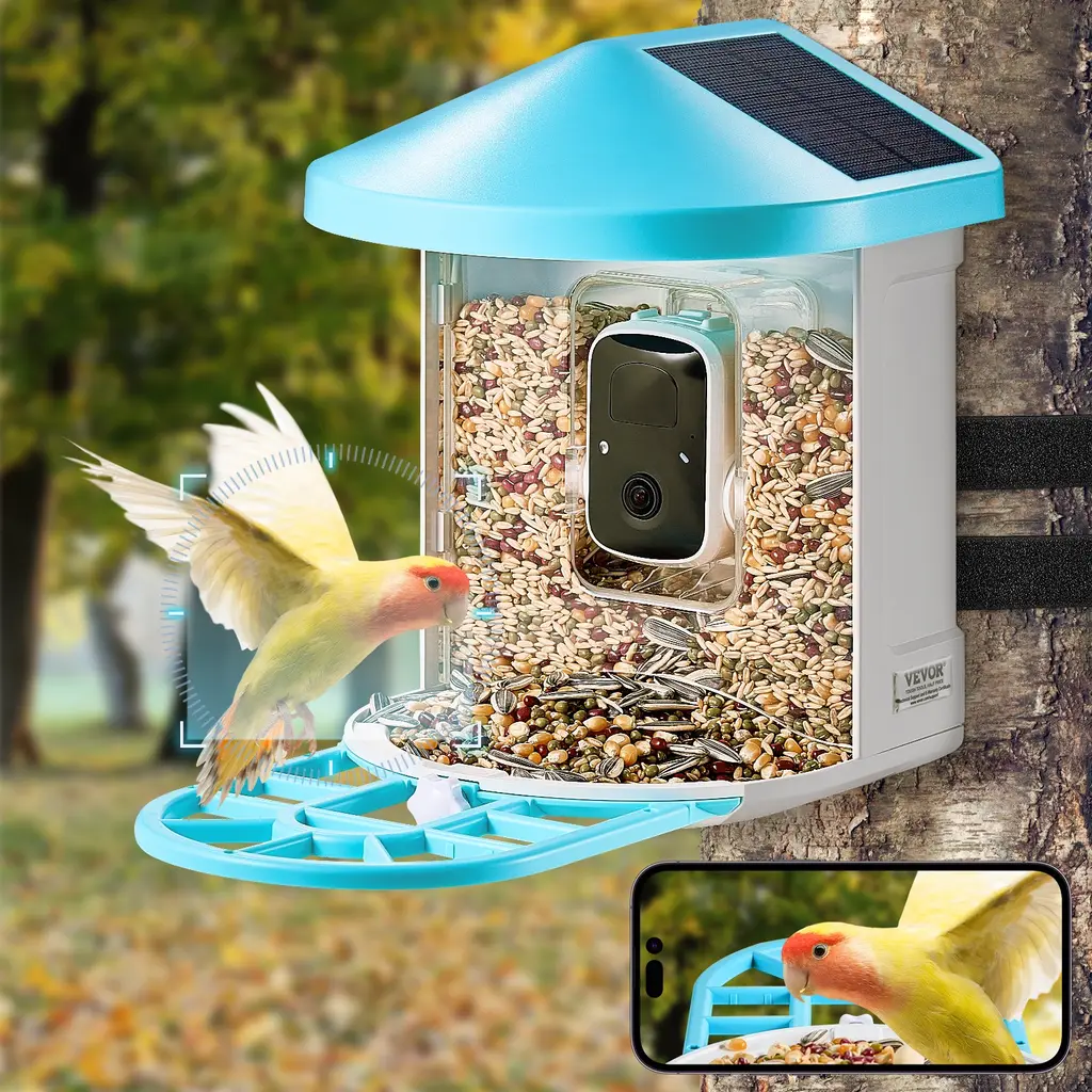 Smart Bird Feeder With Camera AI Identify 10000+ Bird Specie Solar-Powered - Multicolor