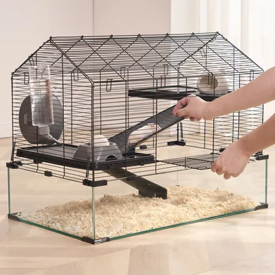 Wire Hamster Cage Habitat 29.5in Pet Rodent Gerbil Mice Small Animal House Black - Shop at LoveMi