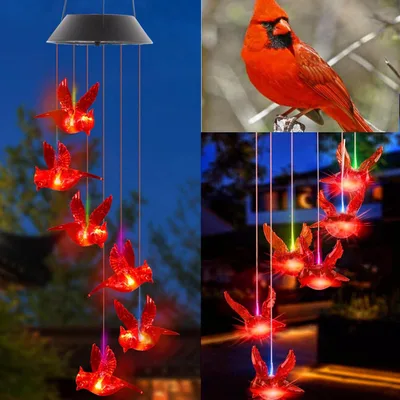 1 Outdoor Solar Flame Bird Wind Chime Light, Outdoor Decorative Colorful Solar Wind Chime 1Pc - Shop at LoveMi