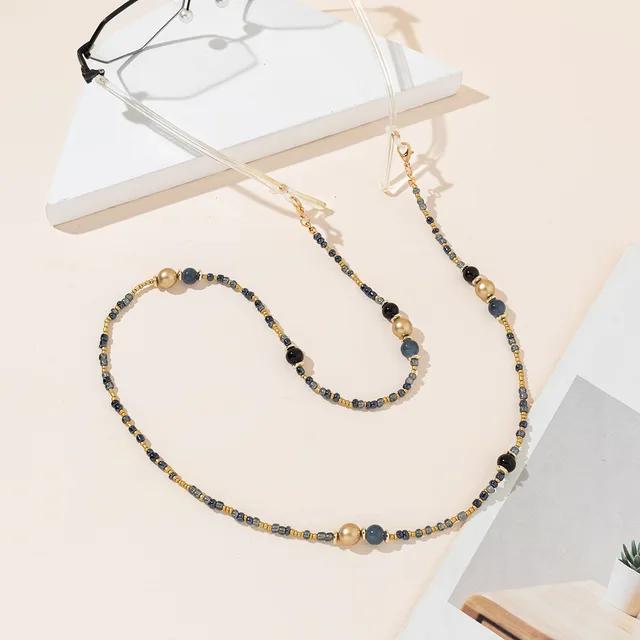 Multi element Crystal Neckband, Metal Anti slip Eyewear Accessories Navy - Shop at LoveMi