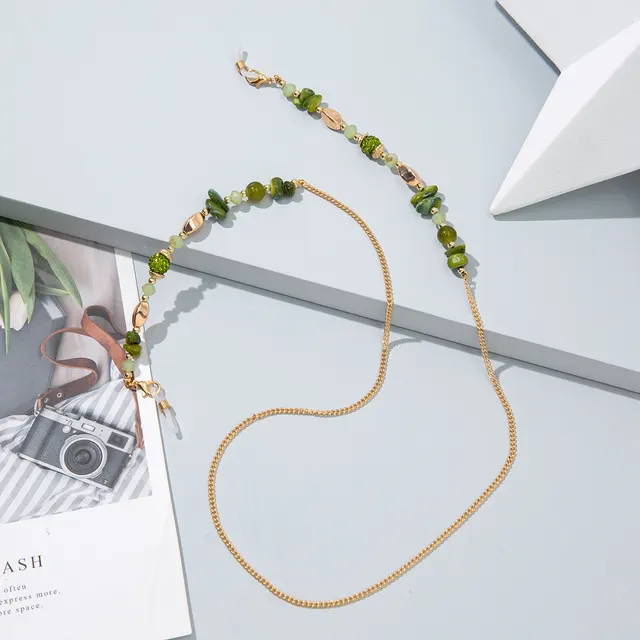 Crystal Anti drop Fashionable Beaded Glasses String Necklaces Green - Shop at LoveMi
