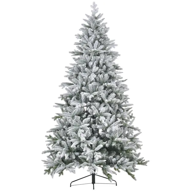 HOMCOM 8ft Snow Flocked Artificial Christmas Tree With 2003 Tips, Foldable Metal Stand, Easy Assembly, Hinged Xmas Tree For Home, Office, Holiday, ... Green - Shop at LoveMi