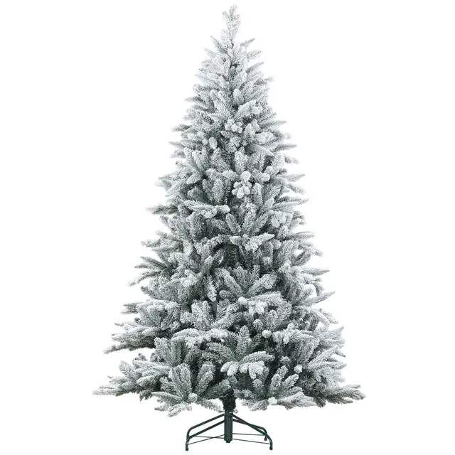 HOMCOM 7ft Snow Flocked Artificial Christmas Tree With 1401 Tips, Foldable Metal Stand, Easy Assembly, Hinged Xmas Tree For Home, Office, Holiday, ... Green - Shop at LoveMi