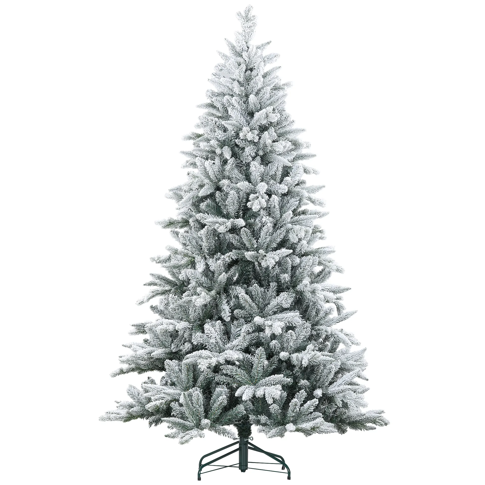 HOMCOM 7ft Snow Flocked Artificial Christmas Tree With 1401 Tips, Foldable Metal Stand, Easy Assembly, Hinged Xmas Tree For Home, Office, Holiday, ...