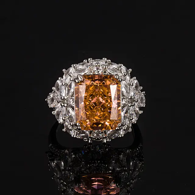 Fashionable And Versatile Colored Diamond Ice Flower Cutting Ring Style1 - Shop at LoveMi