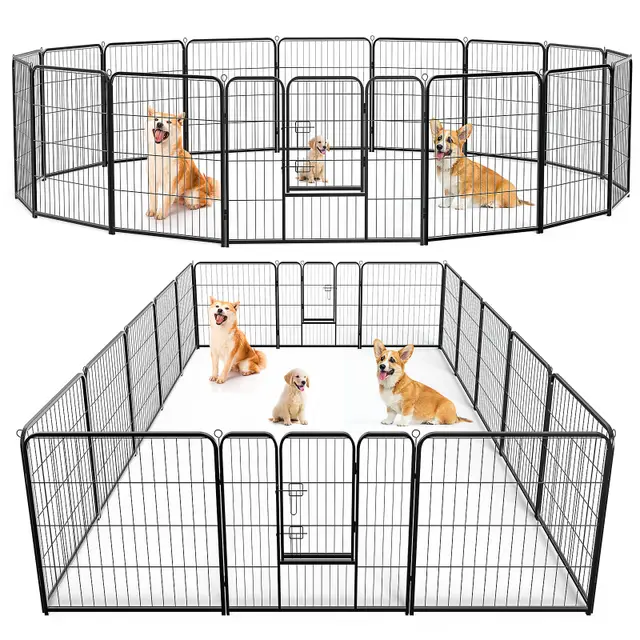 Dog Playpen Indoor Fence Height Metal Exercise Pen With Door Small Puppy Medium Large Dogs Animal Pet For Outdoor, Garden, Yard 40516P - Shop at LoveMi