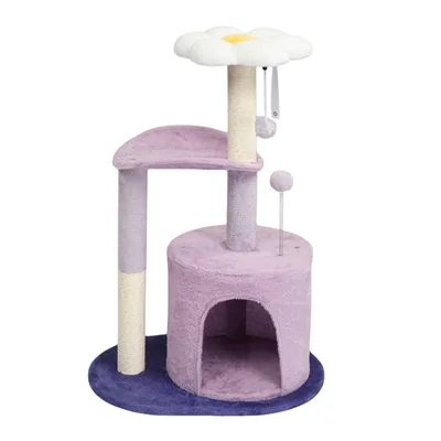 33in Cat Tree, Multi level Cat Tower With Cat Scratching Post With Curved Perch, Cozy Cat Condo, Padded Top Bed For Kittens And Indoor Cats, Purple... - Shop at LoveMi