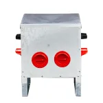 Automatic Chicken Feeder Rodent Proof, 4 Ports Large Capacity Metal Poultry Feeder With Handles And Lid, Galvanized Chicken Feeder For Hen Coop - D...