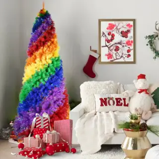6ft Rainbow Spiral Christmas Tree, 1248 Branch Tips, Colorful PVC Artificial Holiday Tree With Unique Spiral Design, Full & Lush Shape, Sturdy Meta...