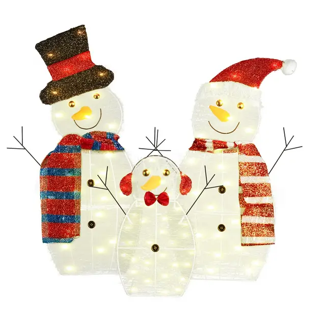 2D Christmas Snowman Yard Decoration Snowman Family Outdoor Decoration With LED Warm Yellow Lights 8 Lighting Modes IP44 Waterproof For Christmas H... Battery Box - Shop at LoveMi