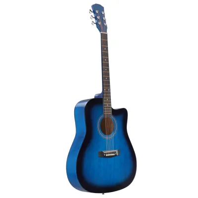 Blue 41 inch Dreadnought Barrel shaped Cutaway Acoustic Guitar With Pick, Strings, Capo, Gig Bag, Tuner, Wrench Tool, And Shoulder Strap Defaultt... Defaulttitle - Shop at LoveMi