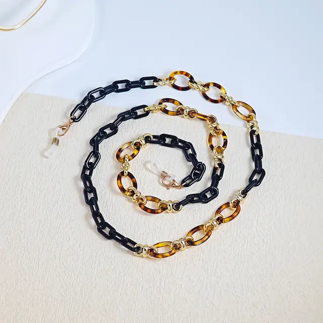Ethnic Style, Simple And Individual Acrylic Eyeglass Chain, Neckband, Eyeglass Rope Black - Shop at LoveMi