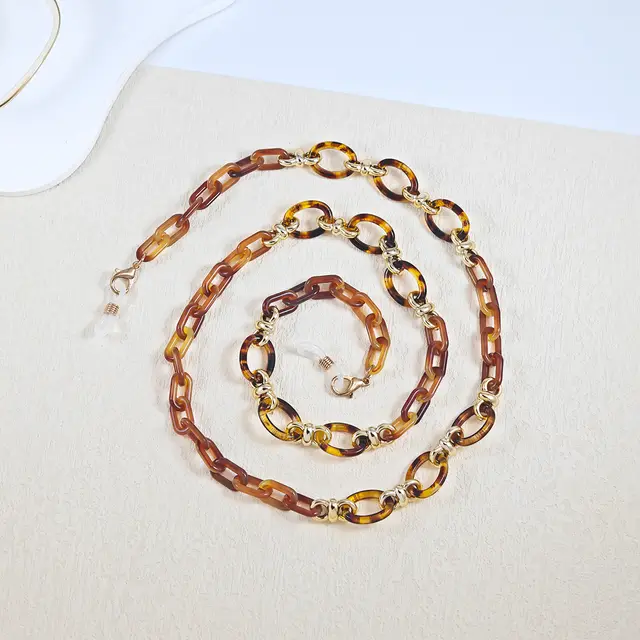 Ethnic Style, Simple And Individual Acrylic Eyeglass Chain, Neckband, Eyeglass Rope Brown - Shop at LoveMi