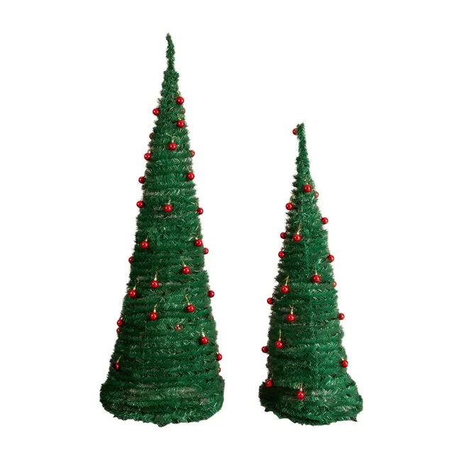 2 Pack, 6FT 5FT Artificial Up Christmas Tree With Red Ball Ornaments For For Home Office Store Holiday Deco, Green Green - Shop at LoveMi