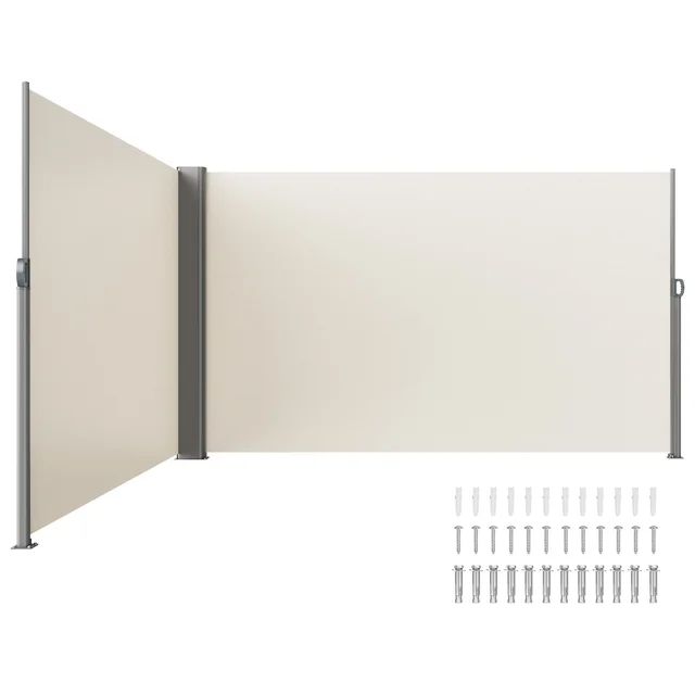 Retractable Side Awning, 63''x 236'' Aluminum Outdoor Privacy Screen, 280g Polyester Water proof Retractable Patio Screen, UV 30+ Room Divider Wind... Zypf160X600Cmm001V0 - Shop at LoveMi