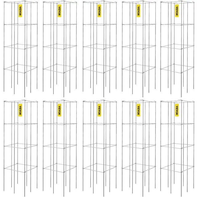 Tomato Cages, 11.8" X 11.8" X 46.1", 10 Packs Square Plant Support Cages, Silver PVC Coated Steel Tomato Towers For Climbing Vegetables, Plants, Fl... Fxkzdfqzz1246Au8Wv0 - Shop at LoveMi