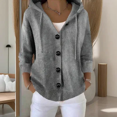Women's Button Down Hoodie Cardigan, Long Sleeve Open Front Sweater Coat For Fall Winter Gray - Shop at LoveMi