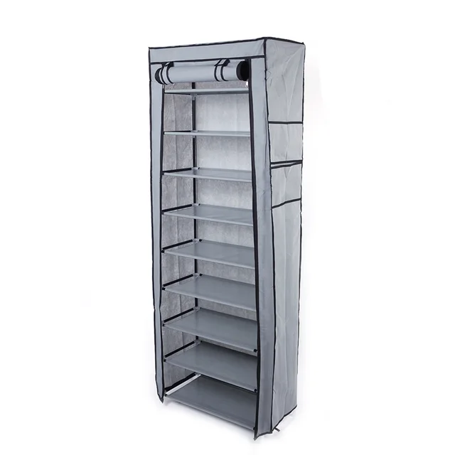 Narrow Shoe Rack With Nonwoven Fabric Covers 10 Tiers Tall Shoe Rack For Closet Entryway Sturdy Shoe Rack Organizer Holds 20 27 Pairs Free Standing... Grey - Shop at LoveMi