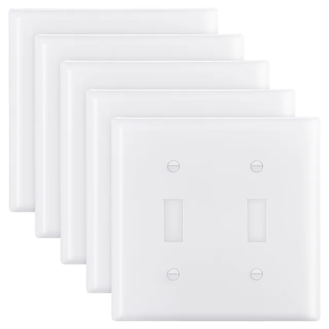 Toggle Light Switch Wall Plates, 2 Gang Switch Electrical Outlet Covers, Standard Size 4.61in L X 4.53in H Unbreakable Polycarbonate Thermoplastic ... White - Shop at LoveMi