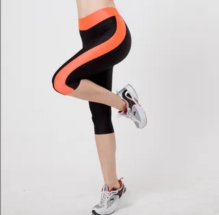 Stretch plus size leggings - Black Orange