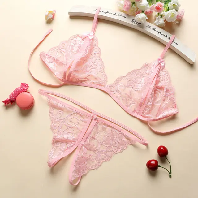 Sexy lingerie three point breasts bikini Pink - Shop at LoveMi