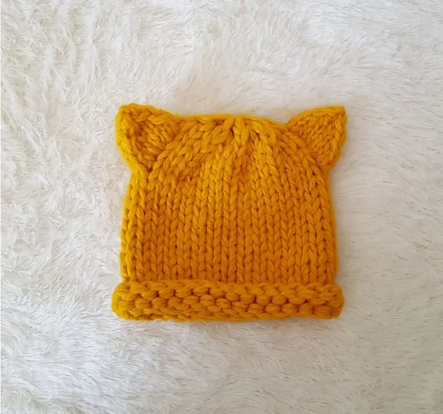 Pure Color Ear Bean Hat Trend Children's Clothing Hat Decorated Autumn And Winter Hand knitted Curling Yellow - Shop at LoveMi