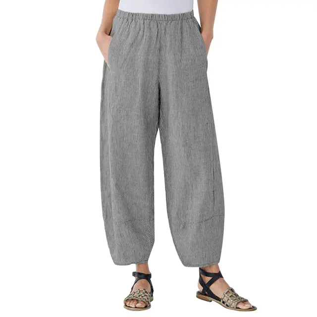 Pit striped stitching cropped trousers Black - Shop at LoveMi