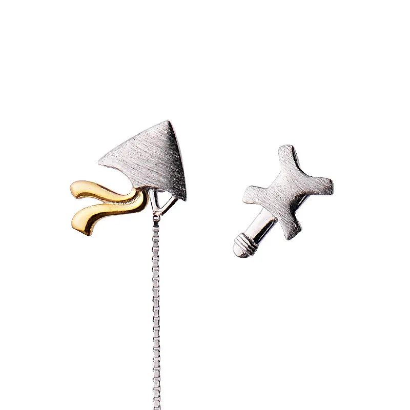 Asymmetrical personality long earrings Sliver - Shop at LoveMi