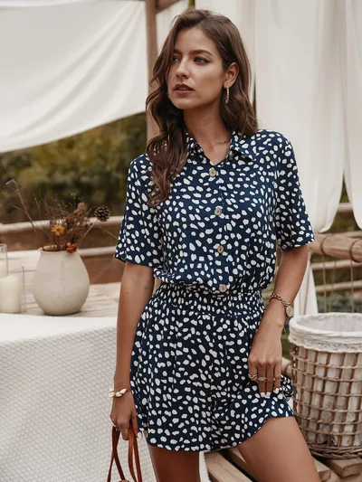 Small floral shirt jumpsuit Navy - Shop at LoveMi