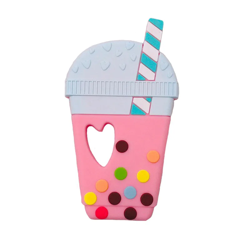 Animal Series Teether Silicone Pendant Accessories Unicorn Raccoon Flamingos Teether - Milk Tea Pink