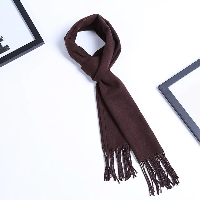 Pure color men's autumn and winter scarf Coffee - Shop at LoveMi