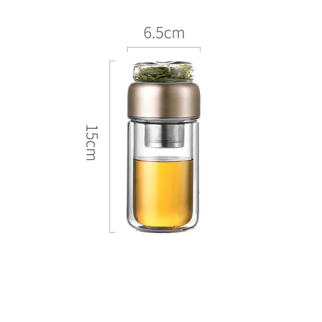 Portable tea separating anti fall glass Gold - Shop at LoveMi