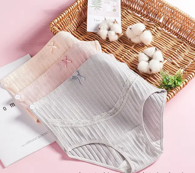 High waisted underwear pure cotton pants Pink - Shop at LoveMi