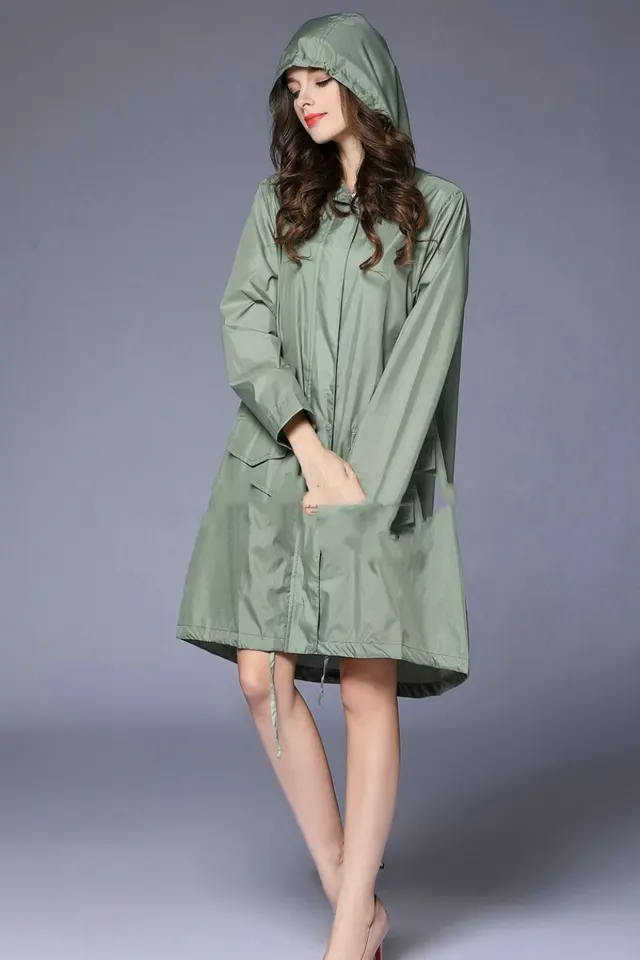 Waterproof and Breathable Hiking One piece Raincoat Green - Shop at LoveMi