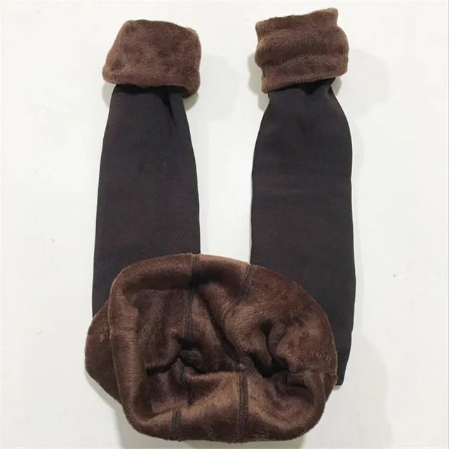 Autumn and winter plus velvet thickened pearl velvet leggings women's high waist was thin outside wearing stepping feet to keep warm Coffee - Shop at LoveMi