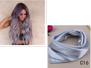 Purple-grey gradient mid-length long curly hair - Purple Gray Set