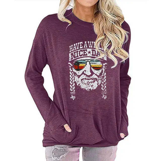 Have a Willie Nice Day neck and long sleeves Dark Purple - Shop at LoveMi