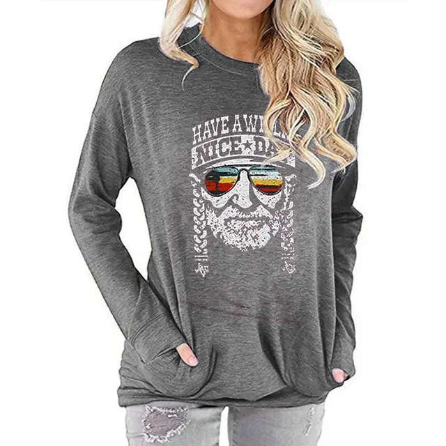 Have a Willie Nice Day neck and long sleeves Light Grey - Shop at LoveMi