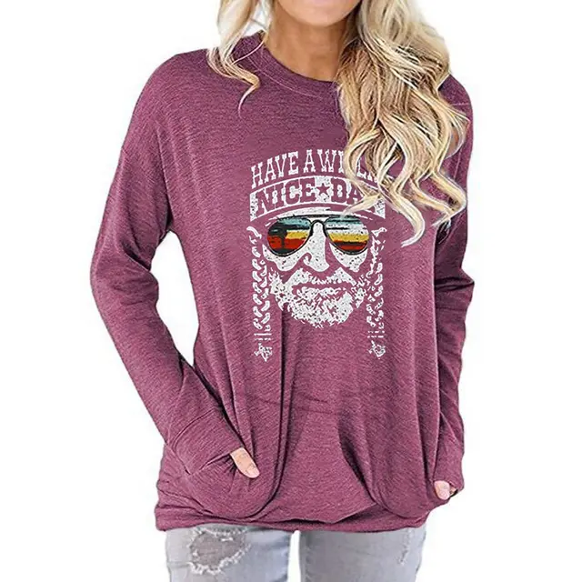 Have a Willie Nice Day neck and long sleeves Purple Red - Shop at LoveMi