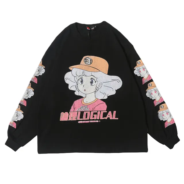 Capless student pullover sweater Black - Shop at LoveMi