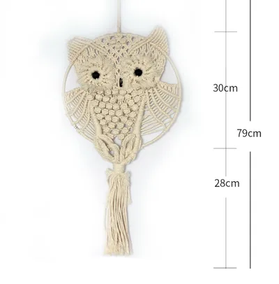 Handmade wall hanging cotton rope woven tapestry Beige 30X79Cm - Shop at LoveMi