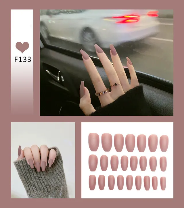 Nail Art Scrub Ballet Fake Nails F133 - Shop at LoveMi