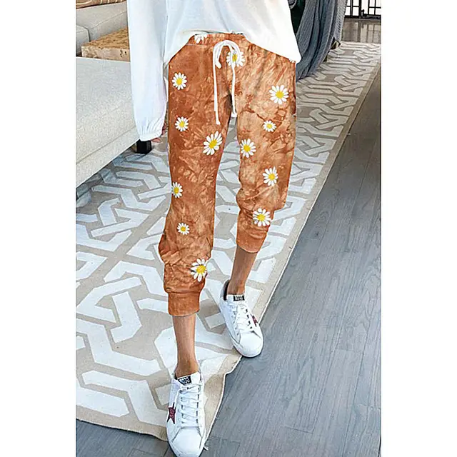 Loose Printed Home Pants Casual Pants Chrysanthemum Tiedye - Shop at LoveMi