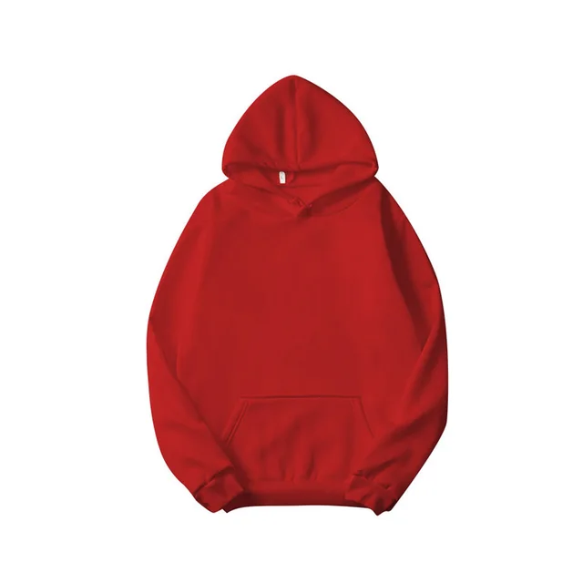 Pure Color Casual Printed Hooded Sweatshirt Red - Shop at LoveMi