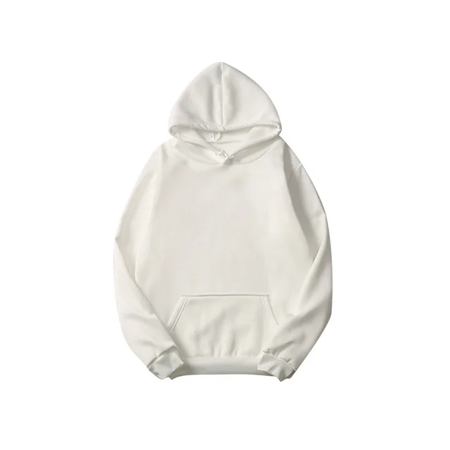 Pure Color Casual Printed Hooded Sweatshirt White - Shop at LoveMi