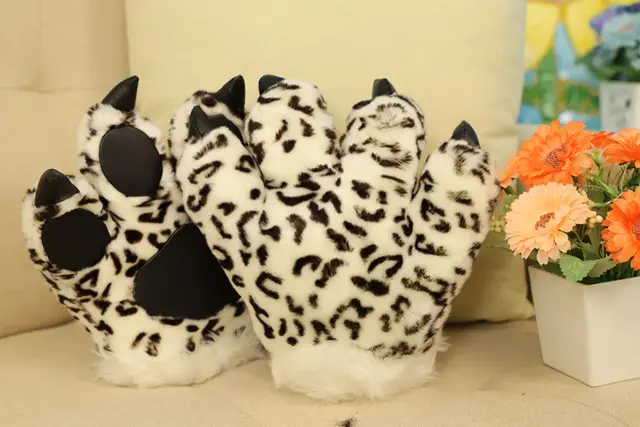 Cute animal plush gloves Leopard Print - Shop at LoveMi